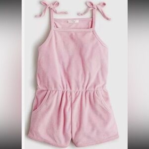 NWT Crewcuts Terry Romper Pink Girl 4T One Piece Tank Shorts Tie Shoulder JCrew
